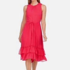 Calvin Klein Sleeveless Pink Chiffon Midi Dress | Size 2